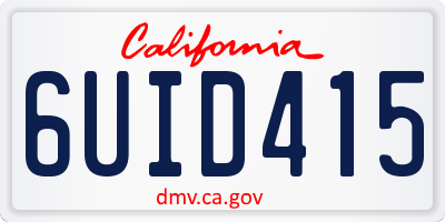 CA license plate 6UID415