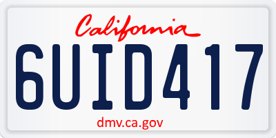 CA license plate 6UID417