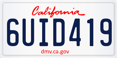 CA license plate 6UID419