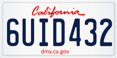 CA license plate 6UID432