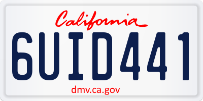 CA license plate 6UID441