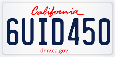 CA license plate 6UID450