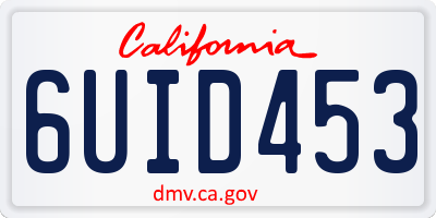CA license plate 6UID453
