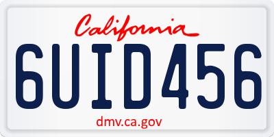 CA license plate 6UID456
