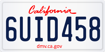 CA license plate 6UID458
