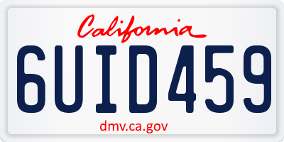 CA license plate 6UID459
