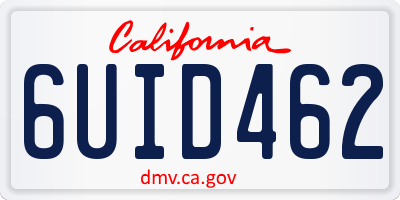 CA license plate 6UID462