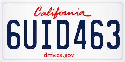 CA license plate 6UID463