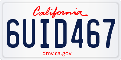 CA license plate 6UID467