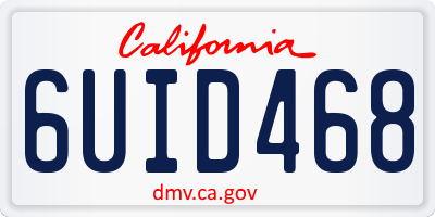 CA license plate 6UID468