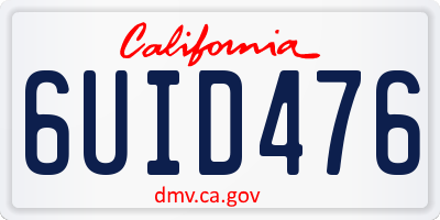 CA license plate 6UID476