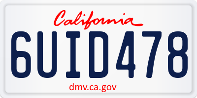 CA license plate 6UID478