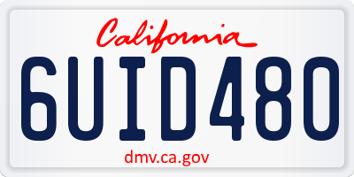 CA license plate 6UID480