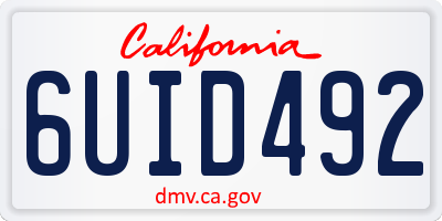 CA license plate 6UID492