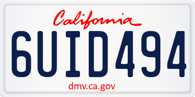 CA license plate 6UID494