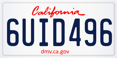 CA license plate 6UID496
