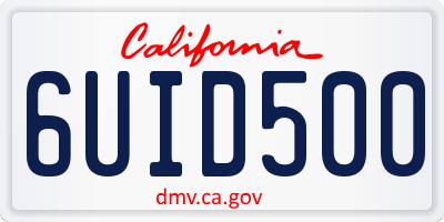 CA license plate 6UID500