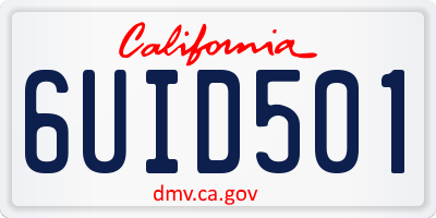 CA license plate 6UID501