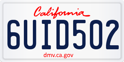 CA license plate 6UID502