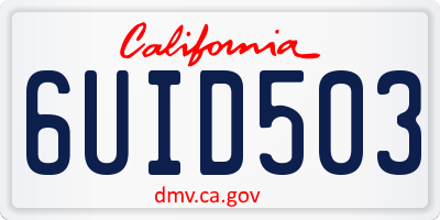 CA license plate 6UID503