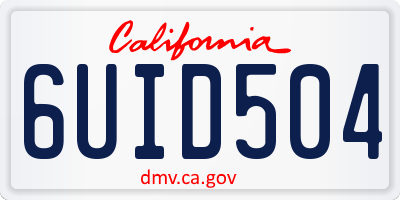 CA license plate 6UID504