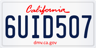 CA license plate 6UID507