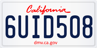 CA license plate 6UID508