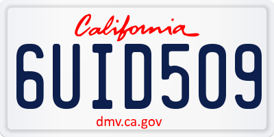 CA license plate 6UID509