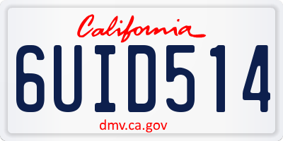 CA license plate 6UID514