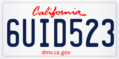 CA license plate 6UID523