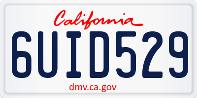 CA license plate 6UID529