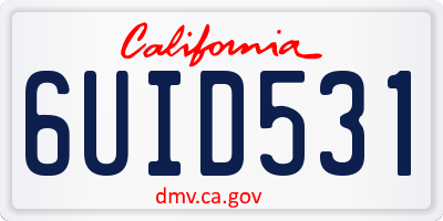 CA license plate 6UID531