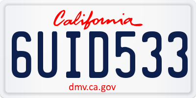 CA license plate 6UID533