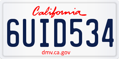 CA license plate 6UID534