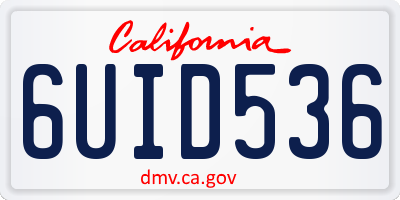 CA license plate 6UID536