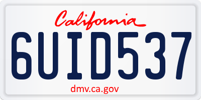 CA license plate 6UID537