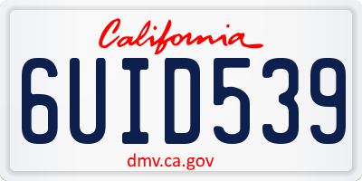 CA license plate 6UID539