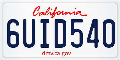 CA license plate 6UID540