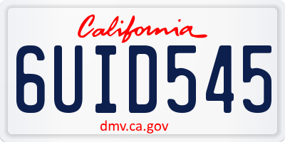 CA license plate 6UID545