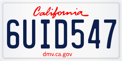 CA license plate 6UID547