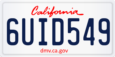 CA license plate 6UID549