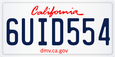 CA license plate 6UID554