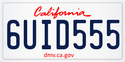 CA license plate 6UID555