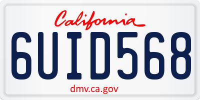 CA license plate 6UID568
