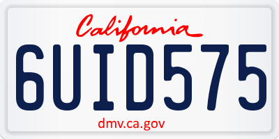 CA license plate 6UID575