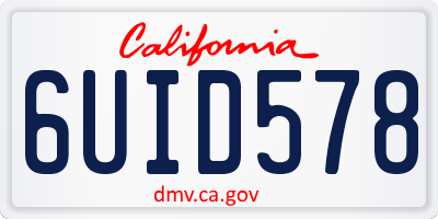 CA license plate 6UID578