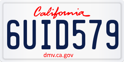 CA license plate 6UID579