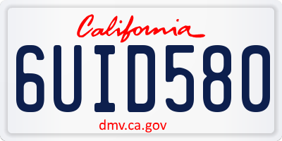 CA license plate 6UID580