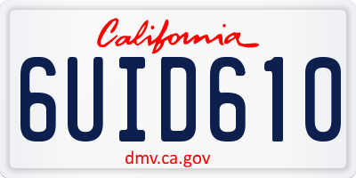 CA license plate 6UID610