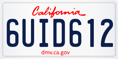 CA license plate 6UID612